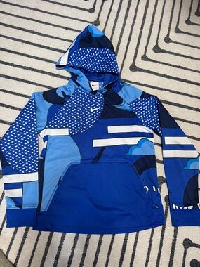 Nike Therma-Fit Graphic Kids' Hoodie - Multi Blue Print